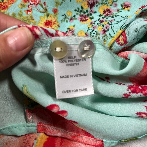 Valerie Stevens Tunic Womens XL Floral Sea Foam Green Prairie Boho Fairy Cottage - Picture 6 of 7